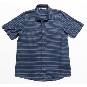 Travis Mathew Button-Up Shirt Men's Large Blue Striped Short Sleeve Casual